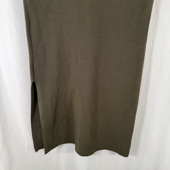 New Worthington Midi Skirt Women's Large Olive Green Knit Elastic Waist Stretch - Picture 11 of 11